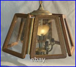 Vintage Retro MCM geometric smoky Glass Swag cage Light ceiling Fixture Lamp