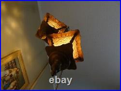 Vintage Retro MID Century Hanging Swag Lamp Light Amber Two Tier 17 Lanterns