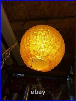 Vintage Retro Orange Hanging Ribbon Lucite Swag Light Lamp 10-11 1960's
