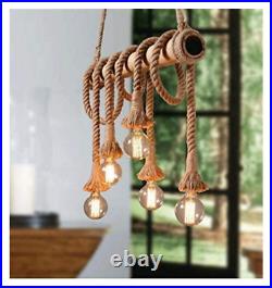 Vintage Rope Light Farmhouse Fixture Ceiling Pendant Hanging Lamp Metal Shade