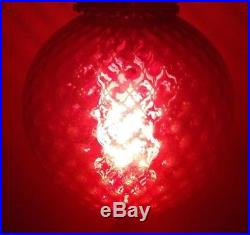 Vintage Ruby Red Cranberry Glass Swag Hanging Lamp Light Re-Wired NOT PAINT
