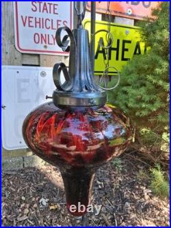 Vintage Ruby Red Glass Swag Lamp