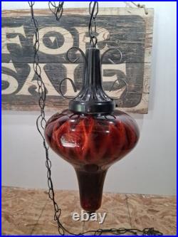 Vintage Ruby Red Glass Swag Lamp