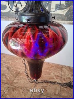 Vintage Ruby Red Glass Swag Lamp