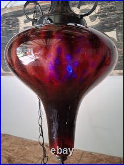 Vintage Ruby Red Glass Swag Lamp