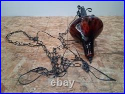 Vintage Ruby Red Glass Swag Lamp