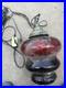 Vintage Ruby Red Glass Swag Lamp Hanging MCM Retro