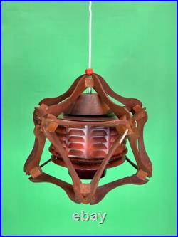 Vintage Rustic Modern Wooden Framed Pendant Lamp