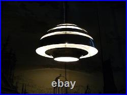 Vintage SCANDINAVIAN Chromed METAL Pendant Hanging Lamp Metall Hängelampe 1960s