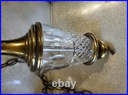 Vintage STIFFEL Swag Ceiling Lamp Hanging Light Hollywood Regency Brass crystal