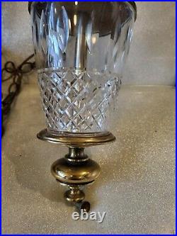 Vintage STIFFEL Swag Ceiling Lamp Hanging Light Hollywood Regency Brass crystal