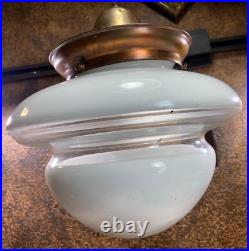 Vintage SUBWAY Hanging Light Fixture / Antique Bus Station Lamp w Globe