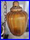 Vintage SWAG Lamp / Mid-Century Large Amber Hanging Swag Lamp 1970'sAmber Glass