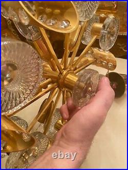 Vintage Scandinavian Modern Style Brass Acryllic Glass Hanging Lamp