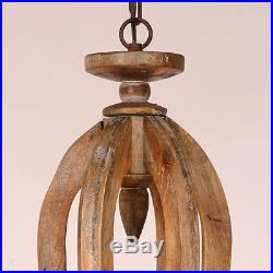 Vintage Sculpted Wood Chandelabra Chandelier Pendant 6 Arms Ceiling Hanging Lamp