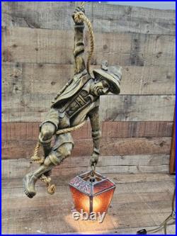 Vintage Sculptural Bavarian Swiss Mountain Climber Hanging Pendant Lamp c1970s