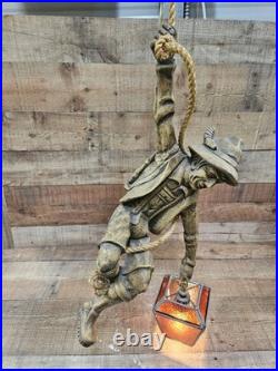 Vintage Sculptural Bavarian Swiss Mountain Climber Hanging Pendant Lamp c1970s