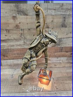 Vintage Sculptural Bavarian Swiss Mountain Climber Hanging Pendant Lamp c1970s