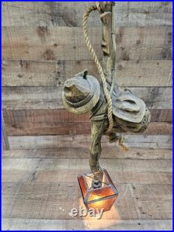 Vintage Sculptural Bavarian Swiss Mountain Climber Hanging Pendant Lamp c1970s