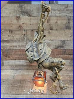 Vintage Sculptural Bavarian Swiss Mountain Climber Hanging Pendant Lamp c1970s