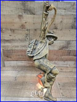 Vintage Sculptural Bavarian Swiss Mountain Climber Hanging Pendant Lamp c1970s