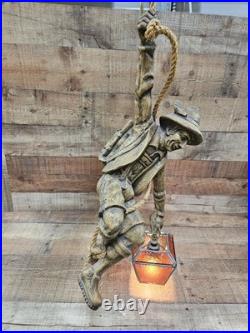 Vintage Sculptural Bavarian Swiss Mountain Climber Hanging Pendant Lamp c1970s