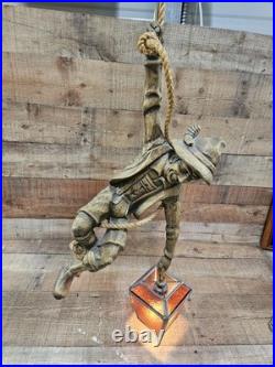 Vintage Sculptural Bavarian Swiss Mountain Climber Hanging Pendant Lamp c1970s