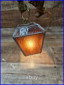 Vintage Sculptural Bavarian Swiss Mountain Climber Hanging Pendant Lamp c1970s