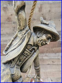 Vintage Sculptural Bavarian Swiss Mountain Climber Hanging Pendant Lamp c1970s