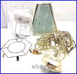 Vintage Sears Swag Floral Etched Brass Encore Hanging Lamp