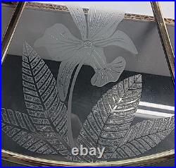 Vintage Sears Swag Floral Etched Brass Encore Hanging Lamp