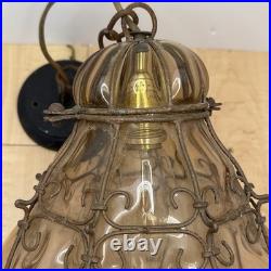 Vintage Seguso Murano Handblown Caged Glass Hanging Pendant Light Fixture 15