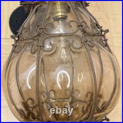 Vintage Seguso Murano Handblown Caged Glass Hanging Pendant Light Fixture 15
