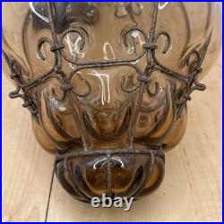 Vintage Seguso Murano Handblown Caged Glass Hanging Pendant Light Fixture 15
