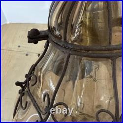 Vintage Seguso Murano Handblown Caged Glass Hanging Pendant Light Fixture 15