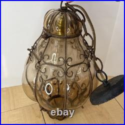 Vintage Seguso Murano Handblown Caged Glass Hanging Pendant Light Fixture 15