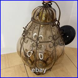 Vintage Seguso Murano Handblown Caged Glass Hanging Pendant Light Fixture 15