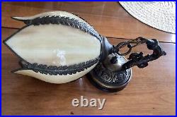 Vintage Slag Beige Glass Petal Shape Retro Hanging Lamp MCM