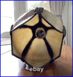 Vintage Slag Beige Glass Petal Shape Retro Hanging Lamp MCM