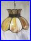 Vintage Slag Glass Ceiling Light Hanging Fixture withChain, 18 D, 11 H 8 Panel