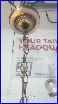 Vintage Slag Glass Ceiling Light Hanging Fixture withChain, 18 D, 11 H 8 Panel