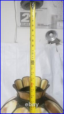Vintage Slag Glass Ceiling Light Hanging Fixture withChain, 18 D, 11 H 8 Panel