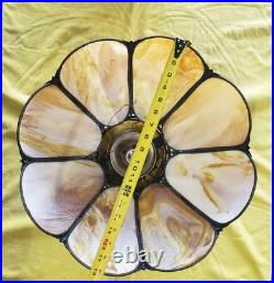 Vintage Slag Glass Ceiling Light Hanging Fixture withChain, 18 D, 11 H 8 Panel