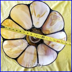 Vintage Slag Glass Ceiling Light Hanging Fixture withChain, 18 D, 11 H 8 Panel