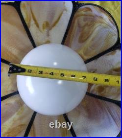 Vintage Slag Glass Ceiling Light Hanging Fixture withChain, 18 D, 11 H 8 Panel