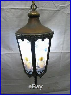 Vintage Slag Glass Chandelier Porch Lamp Light Hanging Ornate Victorian House