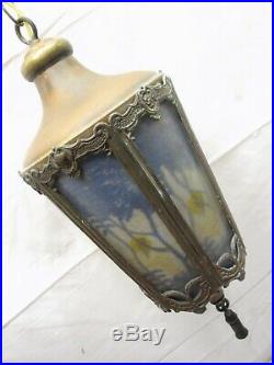 Vintage Slag Glass Chandelier Porch Lamp Light Hanging Ornate Victorian House