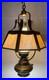 Vintage Slag Glass Hanging Oil Light Fixture Brass Tone Swag Hurricane Lamp