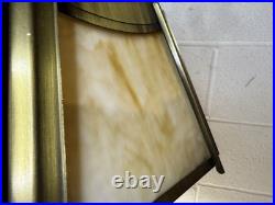Vintage Slag Glass Hanging Oil Light Fixture Brass Tone Swag Hurricane Lamp