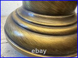 Vintage Slag Glass Hanging Oil Light Fixture Brass Tone Swag Hurricane Lamp